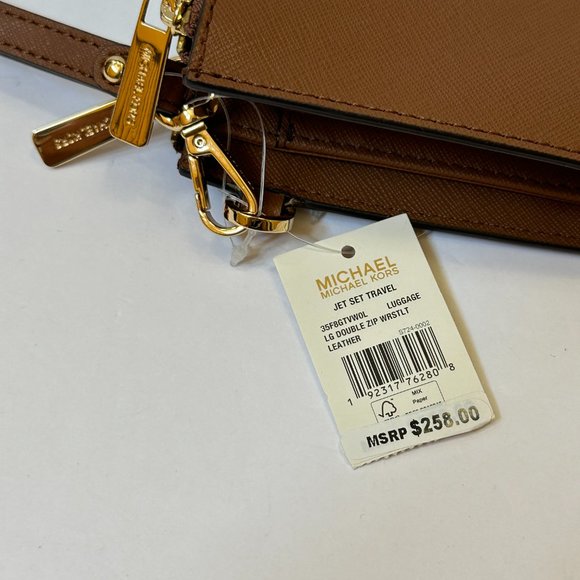 Michael Kors Charlotte Large Tote Shoulder Bag + Double Zip Wallet Set Luggage - Picture 10 of 10